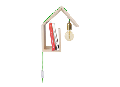 Aplique mural dise&ntilde;o fijaci&oacute;n derecha cable verde HUT