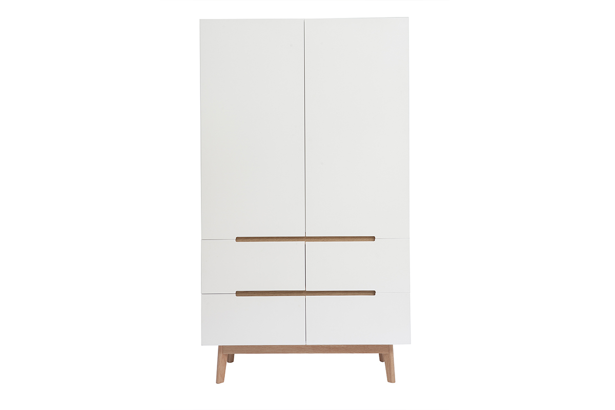 Armario colgador nrdico blanco y madera clara KELMA