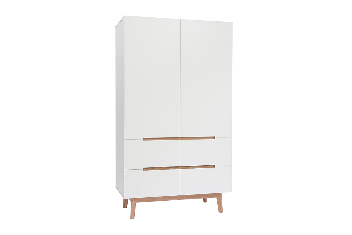 Armario colgador nrdico blanco y madera clara KELMA
