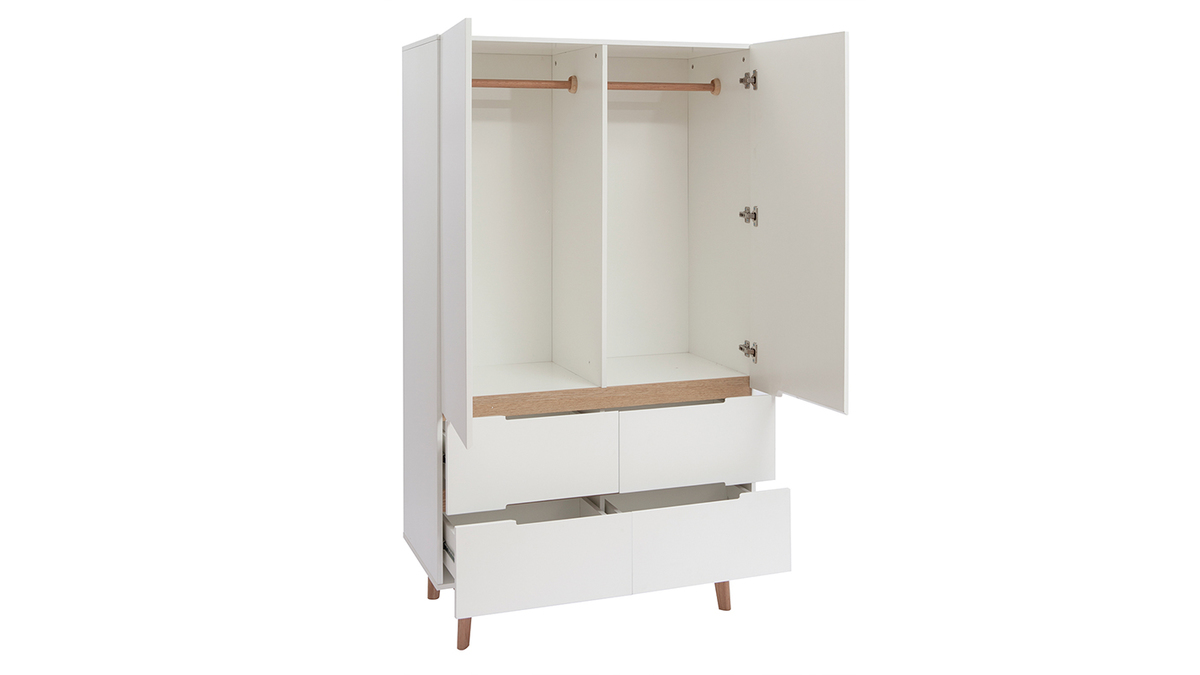 Armario colgador n rdico blanco y madera clara KELMA Miliboo