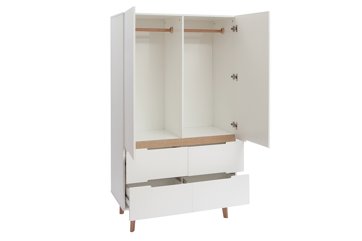 Armario colgador nrdico blanco y madera clara KELMA
