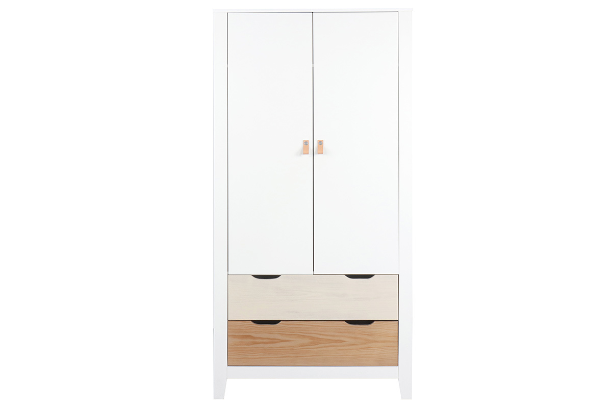 Armario nrdico con colgador y cajones madera y blanco MOLENE