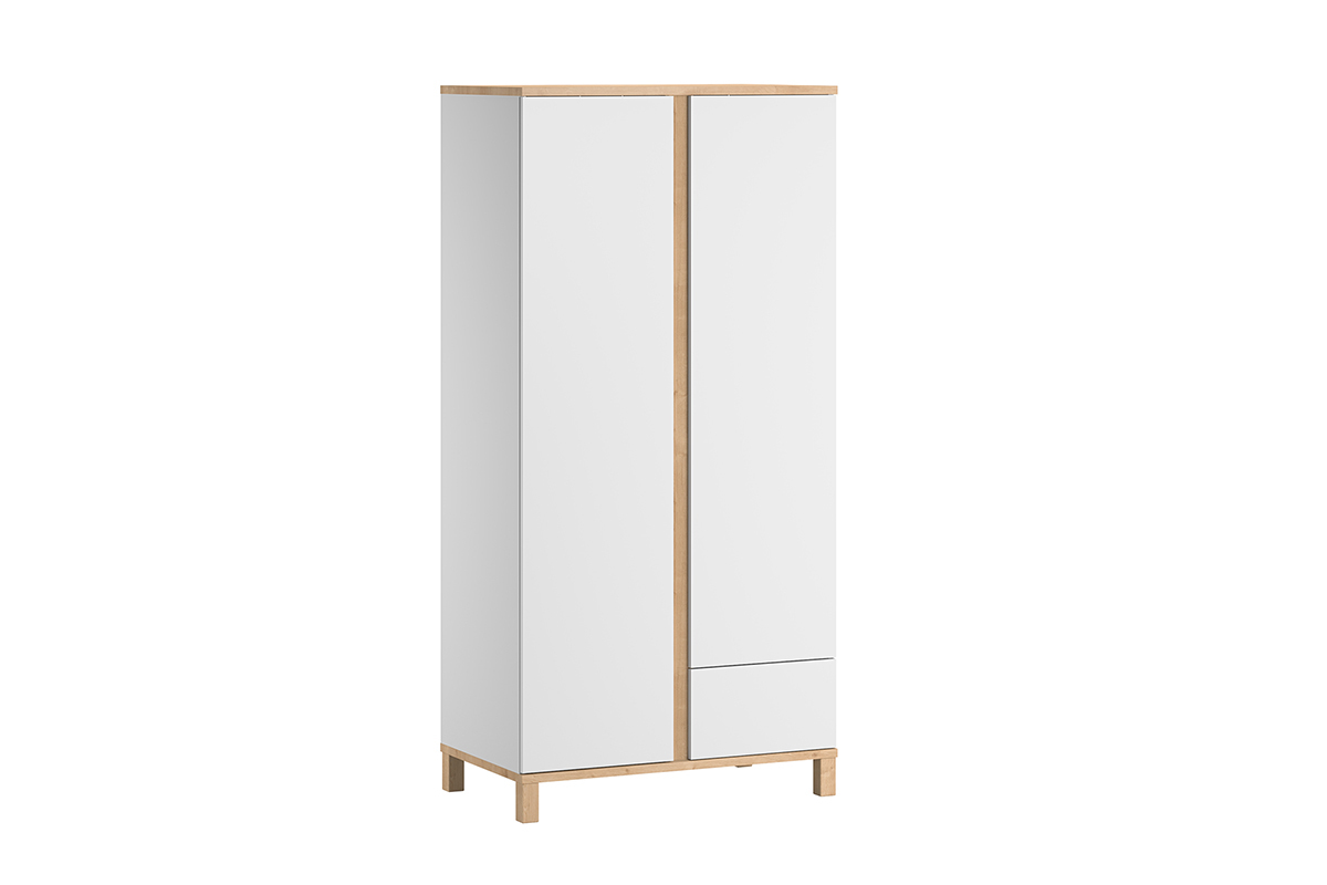 Armario nrdico con ropero para colgar y estantes blanco y madera EILIE