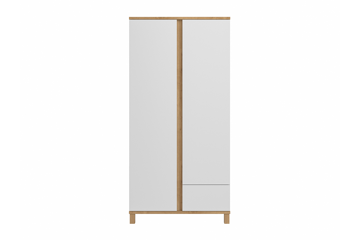 Armario nrdico con ropero para colgar y estantes blanco y madera EILIE