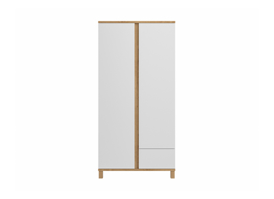 Armario nórdico con ropero para colgar y estantes blanco y madera EILIE - Armario nórdico con ropero para colgar y estantes blanco y madera EILIE