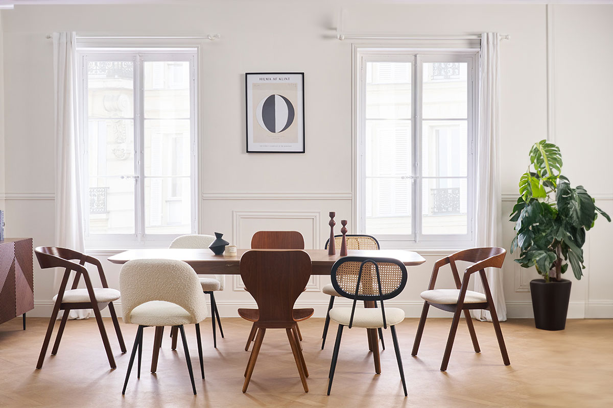 Mesa de comedor industrial rectangular de madera de acacia maciza y metal  negro 200 cm VALLEY - Miliboo