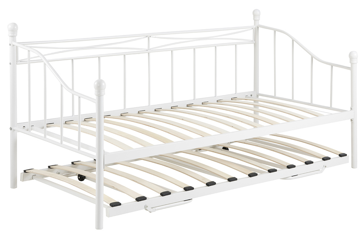 Banco-cama nido en metal blanco JULIETTE