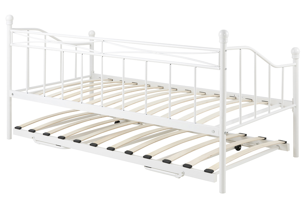 Banco-cama nido en metal blanco JULIETTE