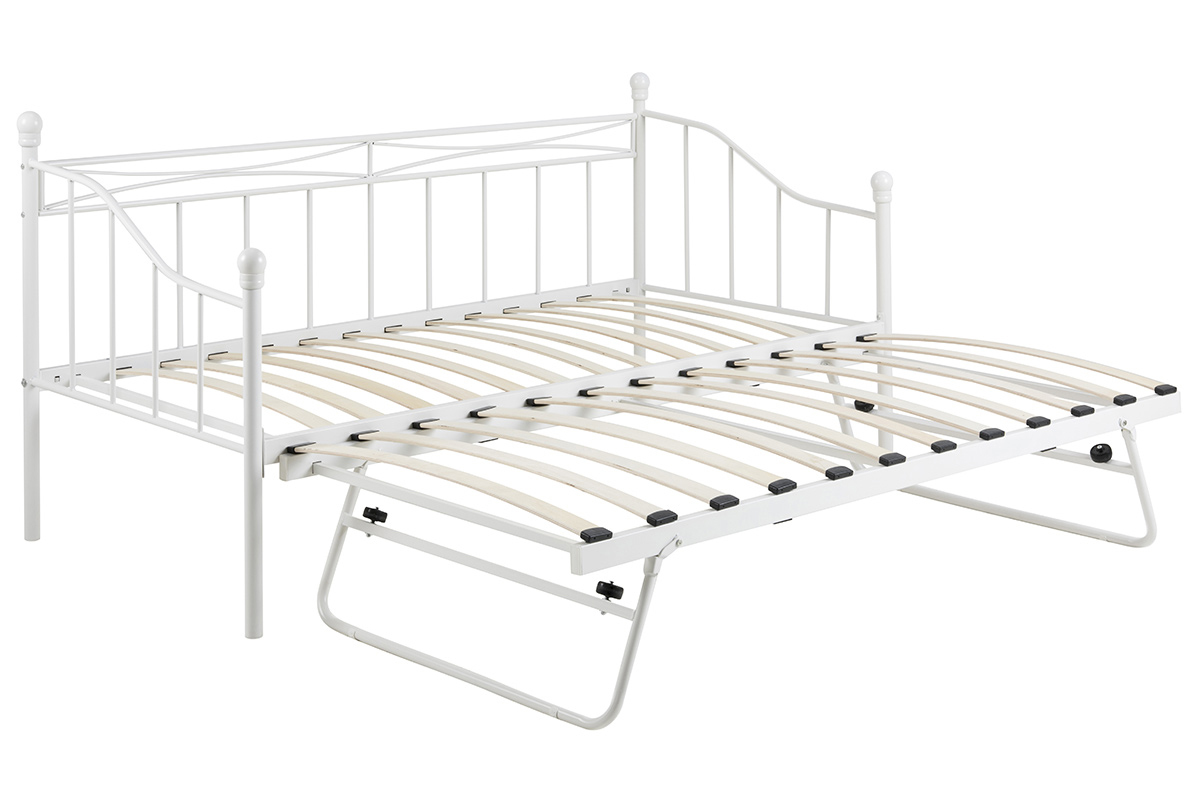 Banco-cama nido en metal blanco JULIETTE