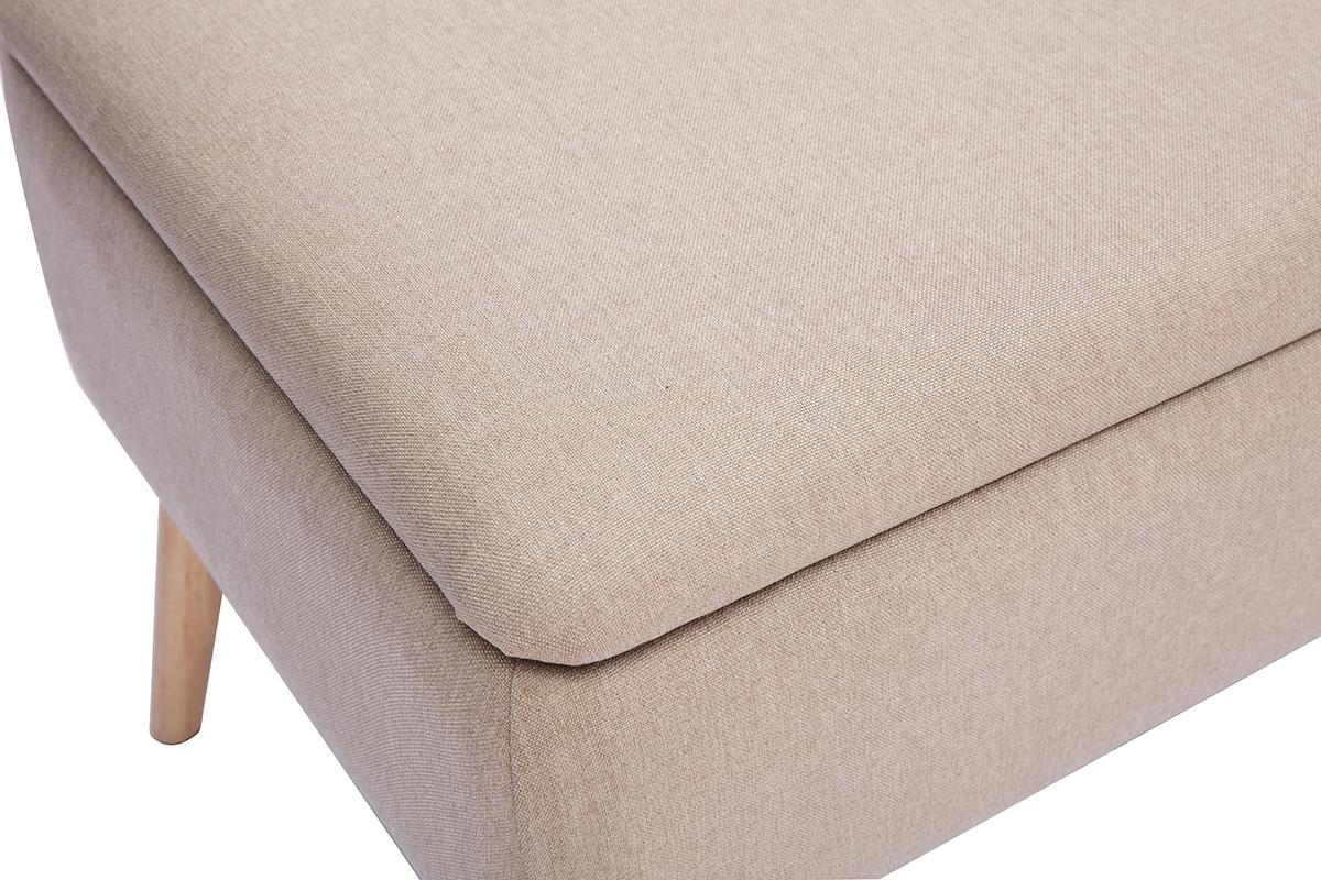 Banco cofre en tejido beige y madera clara LARS