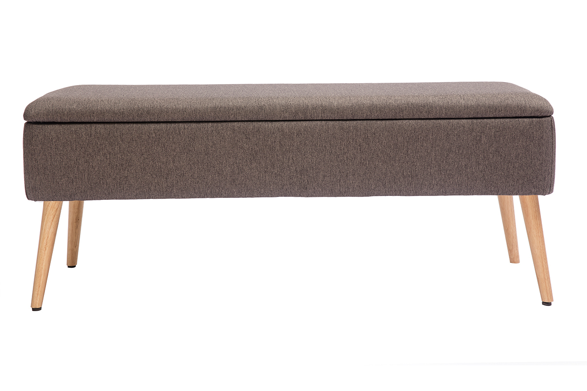 Banco cofre en tejido gris oscuro y madera clara LARS