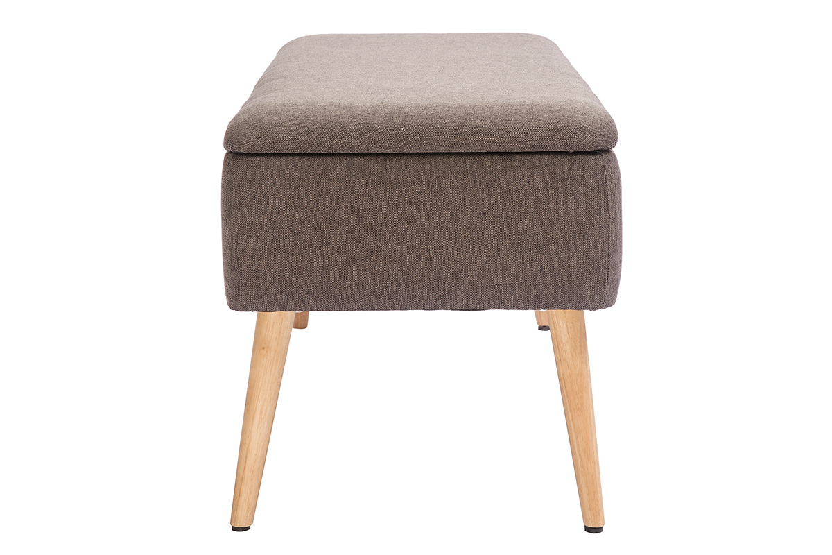 Banco cofre en tejido gris oscuro y madera clara LARS