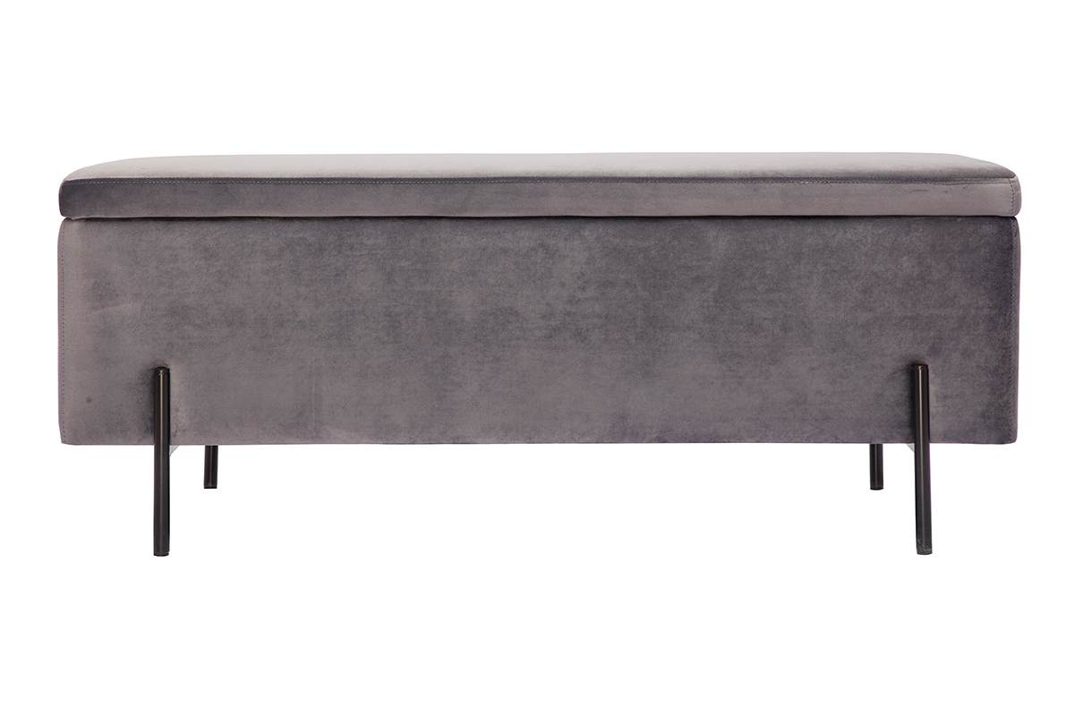 Banco cofre en terciopelo gris oscuro ADONIS