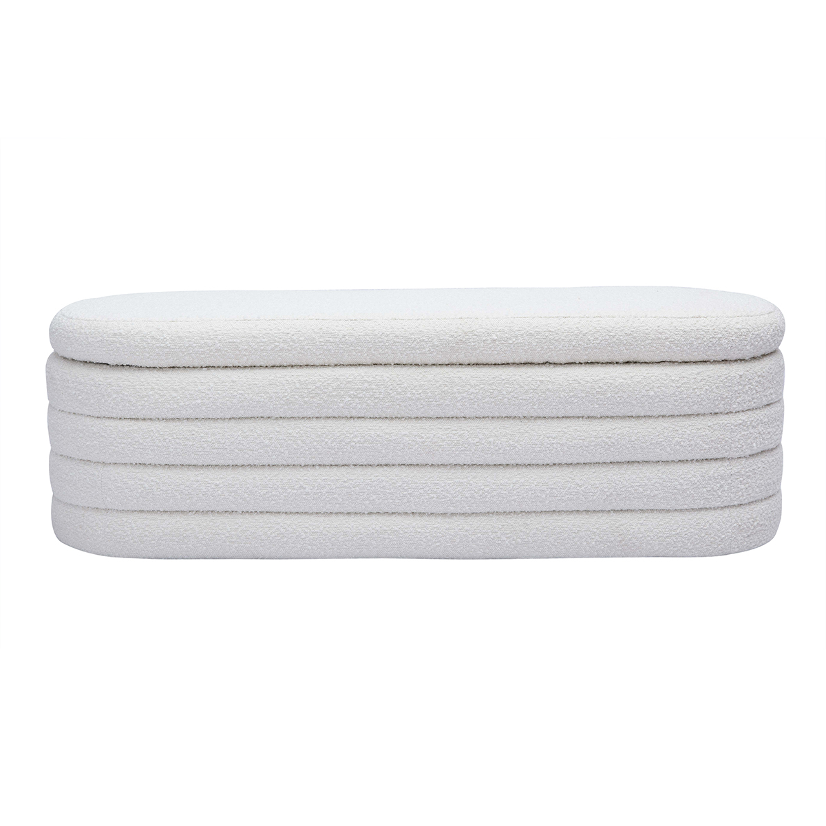 Banco con baúl de tela efecto lana rizada blanco L 125 cm NAVY