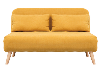 Banco convertible 2 plazas en tejido efecto terciopelo amarillo mostaza AMIKO