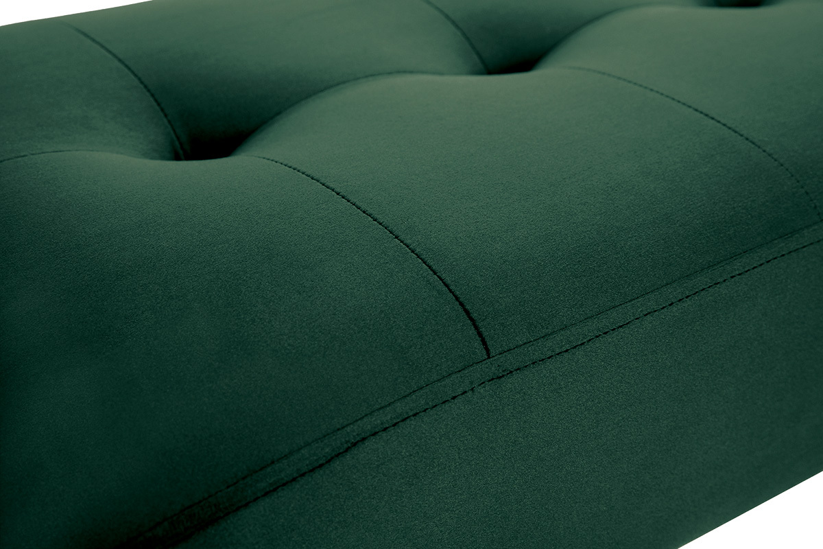 Banco de diseo capiton de terciopelo verde oscuro y metal negro 95 cm GUESTA
