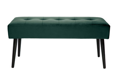 Banco de diseño capitoné de terciopelo verde oscuro y metal negro 95 cm GUESTA