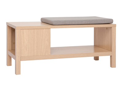 Banco de entrada con acabado de roble, cojín y compartimento abierto 100 cm GUMBY