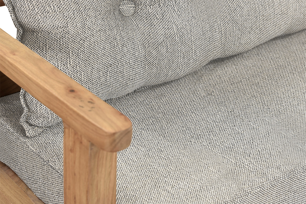 Banco de entrada con almacenaje de madera maciza y tela gris 115 cm MENDOZA