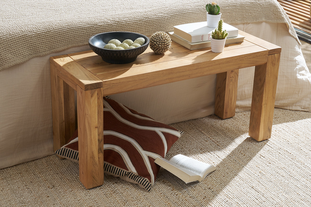 Banco de madera de acacia maciza 95 cm BALTO
