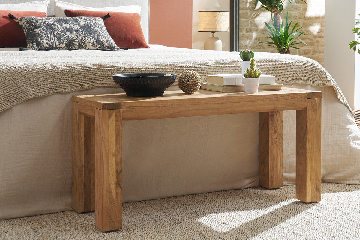 Banco de madera de acacia maciza 95 cm BALTO