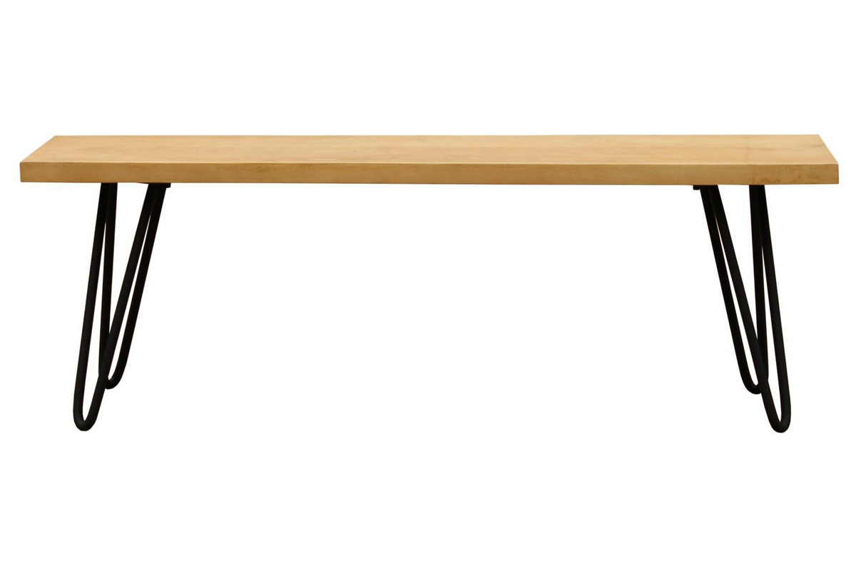 Banco de madera de mango y metal negro 130cm VIBES