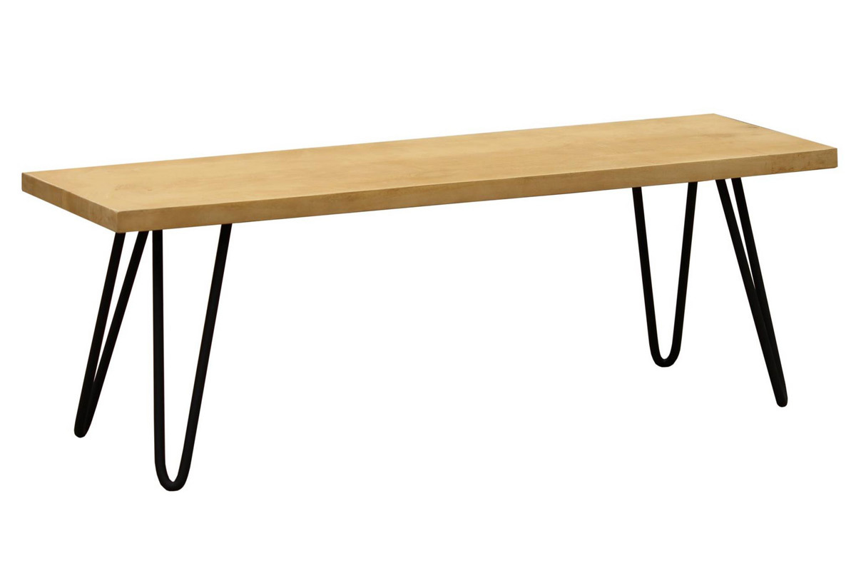 Banco de madera de mango y metal negro 130cm VIBES