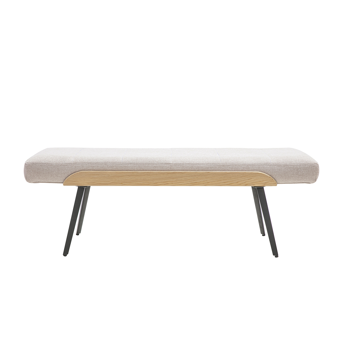 Banco de tejido con efecto terciopelo texturizado beige, madera clara y metal negro L123 cm ELIOR