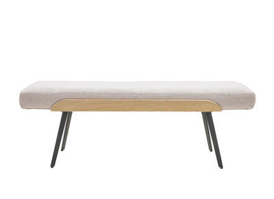 Banco de tejido con efecto terciopelo texturizado beige, madera clara y metal negro L123 cm ELIOR
