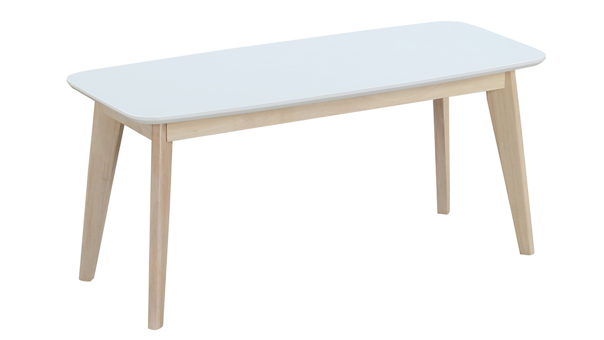 Banco diseo 100cm blanco y madera LEENA