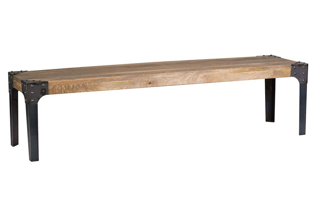 Banco diseo industrial metal y madera 180cm MADISON