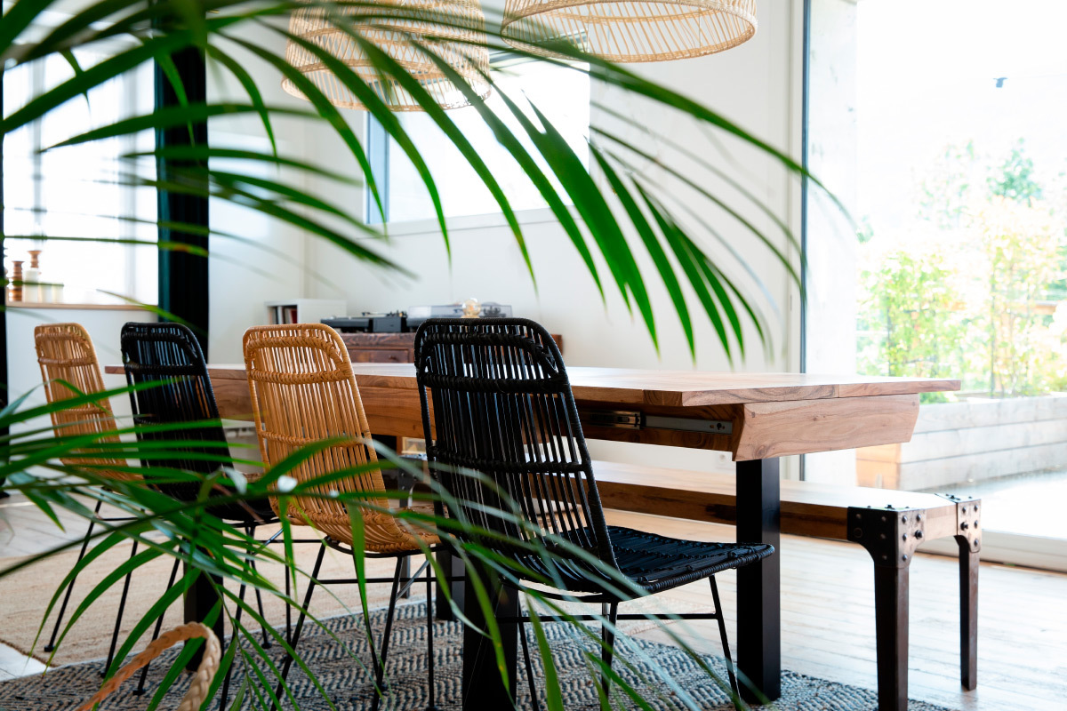 Banco diseo industrial metal y madera 180cm MADISON