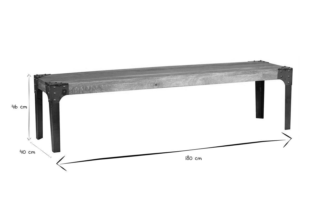 Banco diseo industrial metal y madera 180cm MADISON