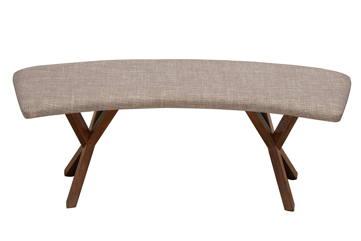 Banco dise�o vintage nogal y tejido gris ANIK