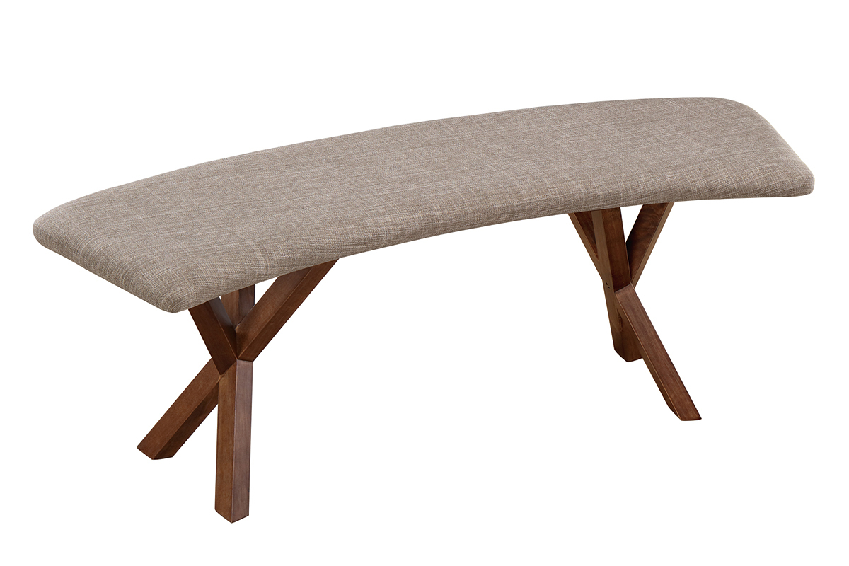 Banco dise�o vintage nogal y tejido gris ANIK