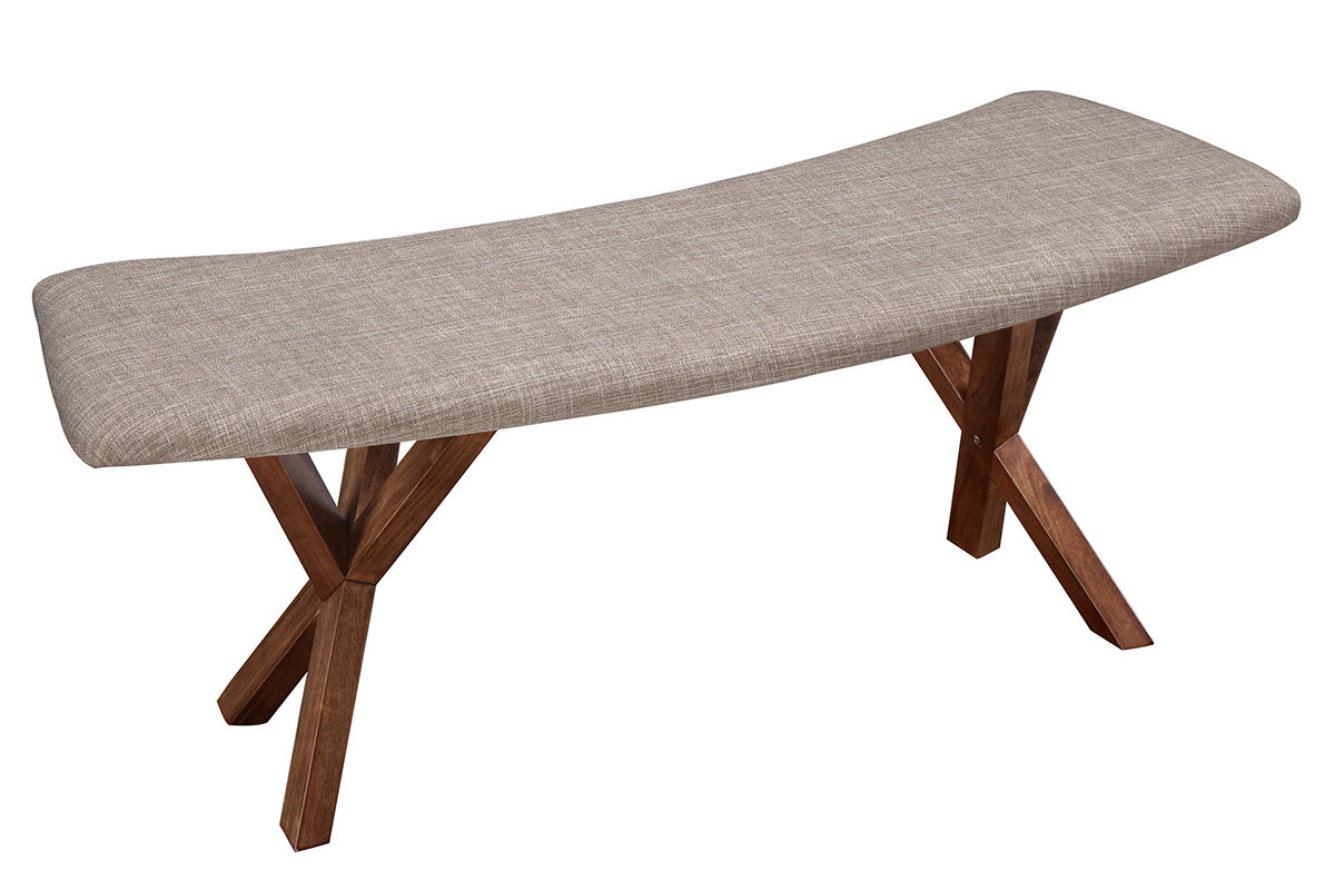Banco dise�o vintage nogal y tejido gris ANIK