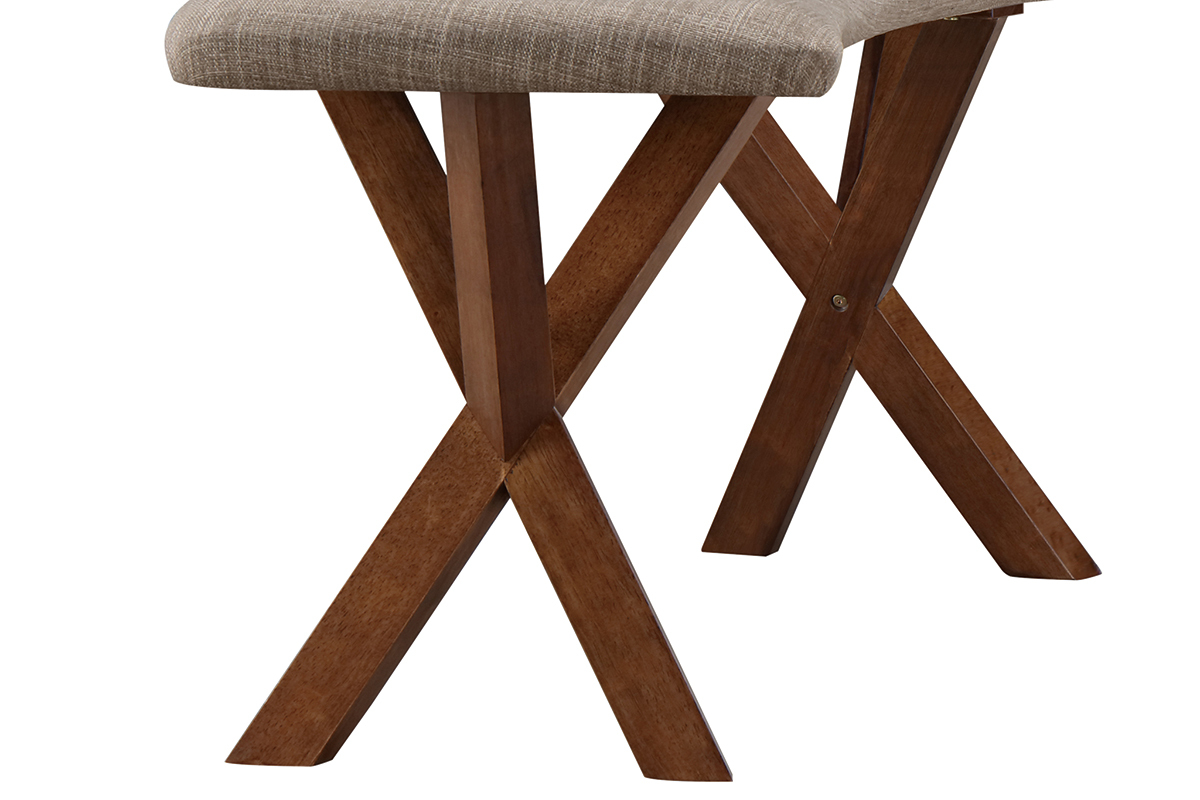 Banco dise�o vintage nogal y tejido gris ANIK