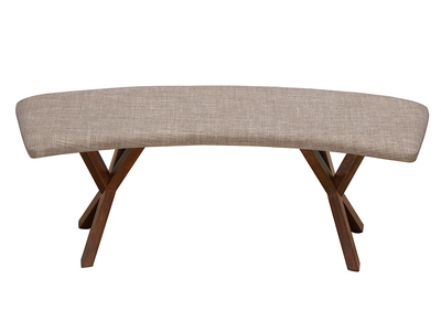 Banco dise&ntilde;o vintage nogal y tejido gris ANIK