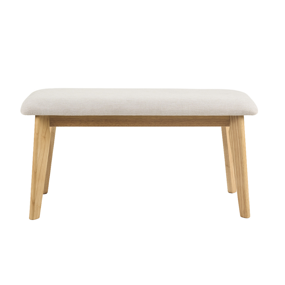 Banco escandinavo en tela de terciopelo texturizado beige y madera clara L92 cm ELION