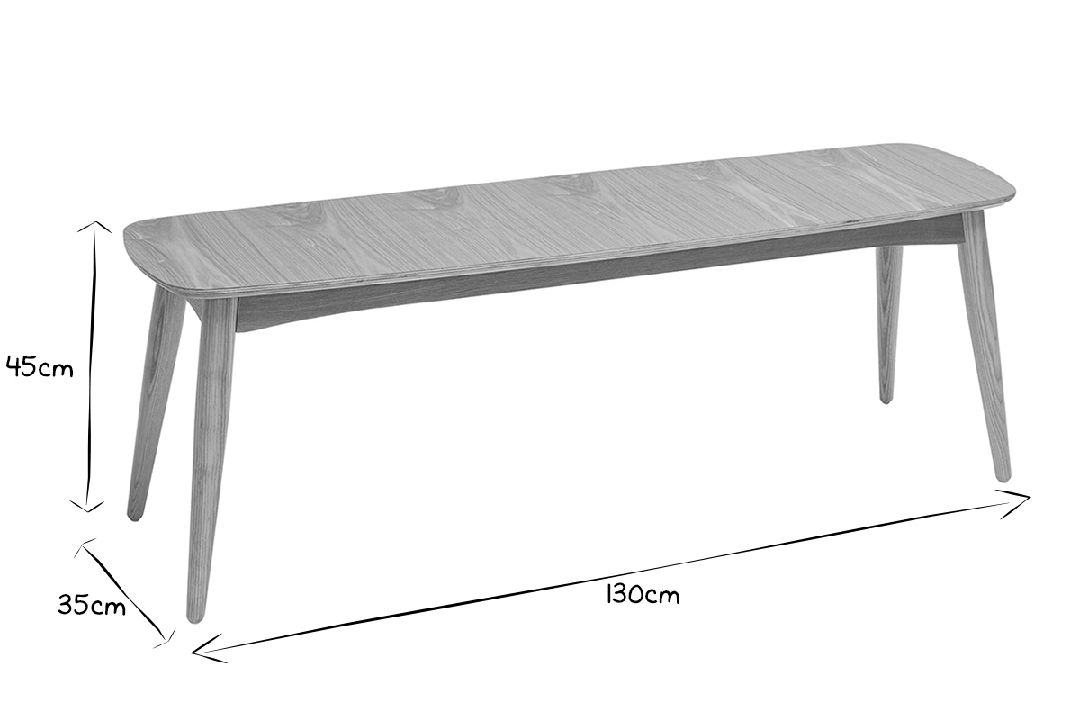 Banco estilo nrdico de fresno 130 cm de anchura NORDECO