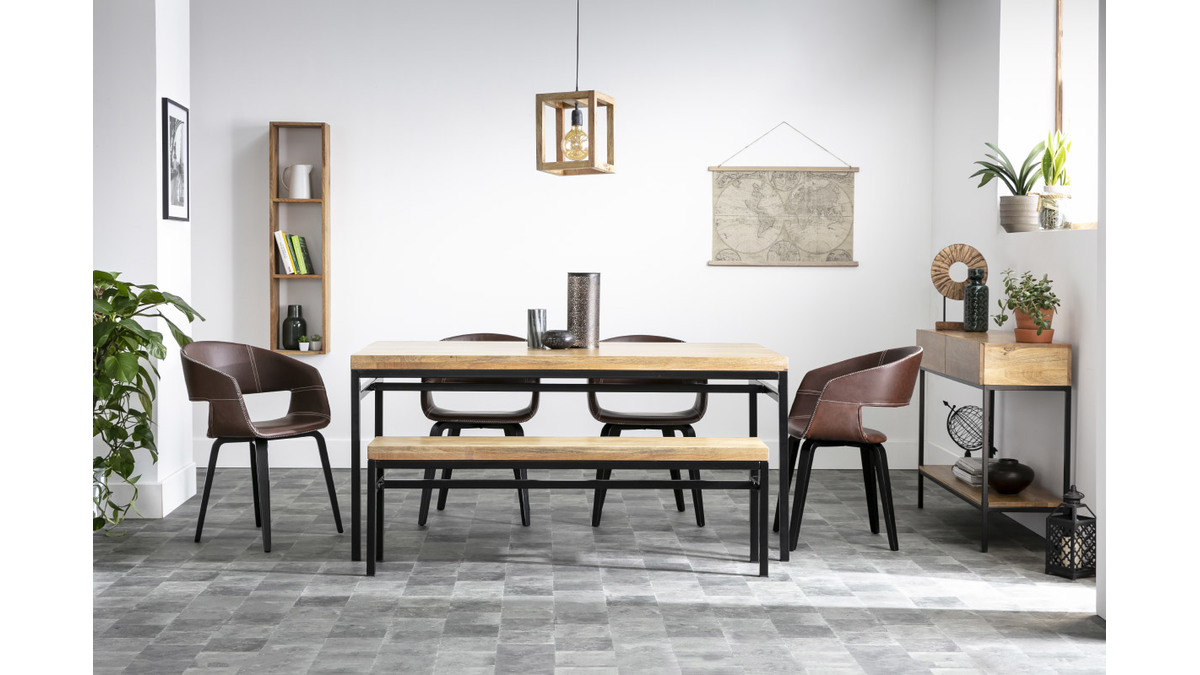 Banco industrial madera y metal 140 cm YPSTER