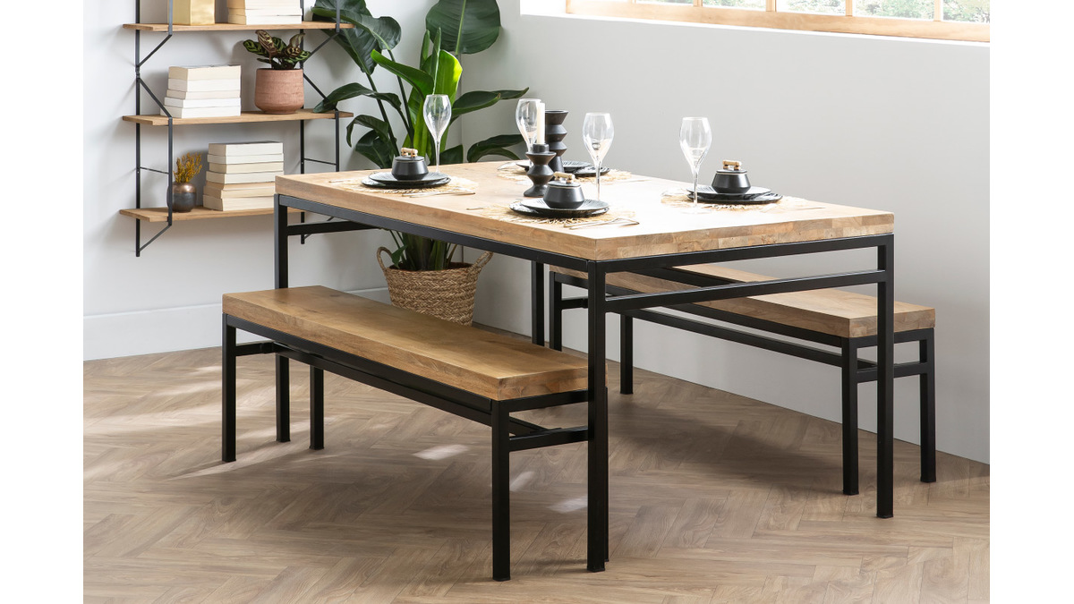 Banco industrial madera y metal 140 cm YPSTER