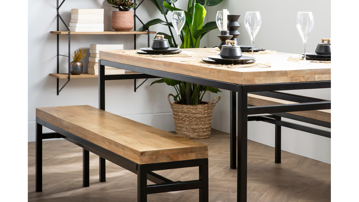 Banco industrial madera y metal 140 cm YPSTER