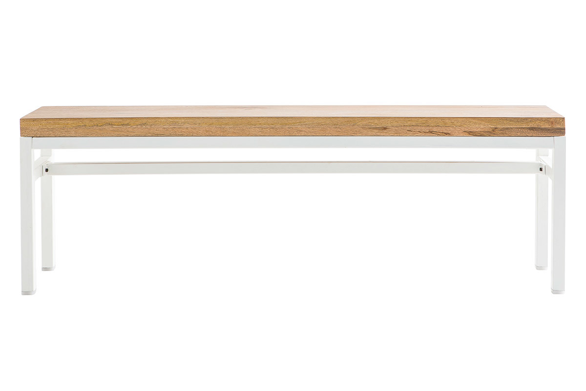 Banco mango y metal blanco 140cm BOHO