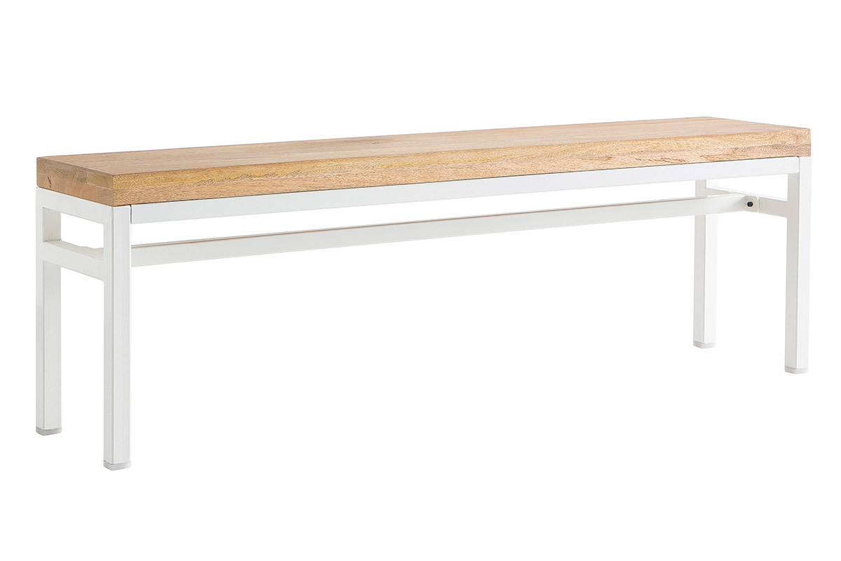 Banco mango y metal blanco 140cm BOHO