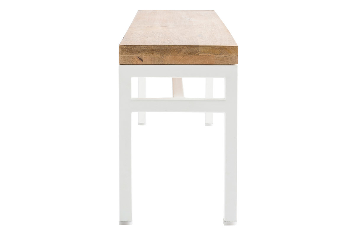Banco mango y metal blanco 140cm BOHO