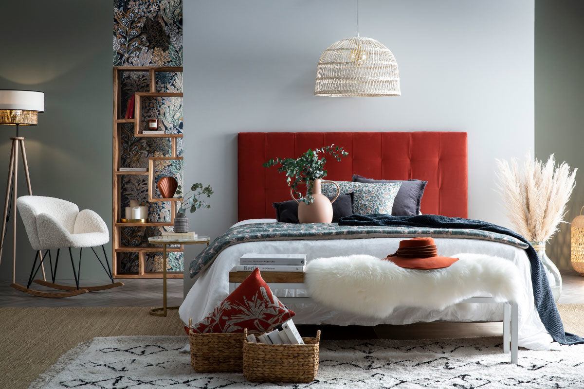 Banco mango y metal blanco 140cm BOHO