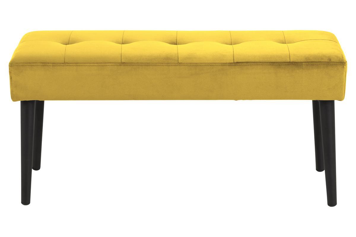 Banco moderno en terciopelo amarillo capiton GUESTA