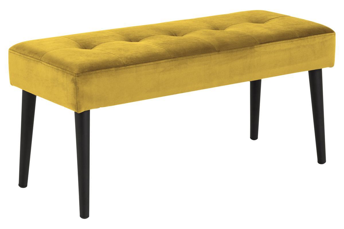 Banco moderno en terciopelo amarillo capiton GUESTA