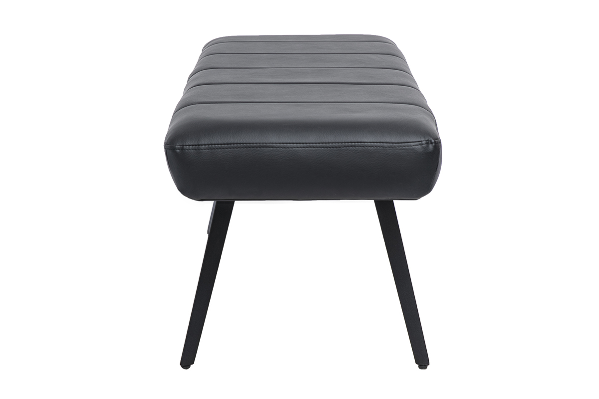 Banco negro de poliuretano con patas de metal negro, vista de perfil